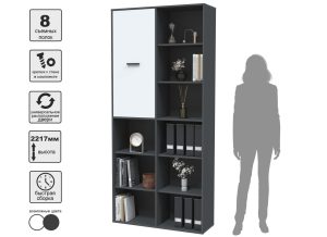 ШКАФ SKILL-20-1 (АНТРАЦИТ/ БЕЛЫЙ ФАСАД) Ш1000 В2217 Г355