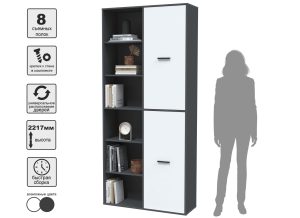 ШКАФ SKILL-20-2 (АНТРАЦИТ/ БЕЛЫЙ ФАСАД) Ш1000 В2217 Г355