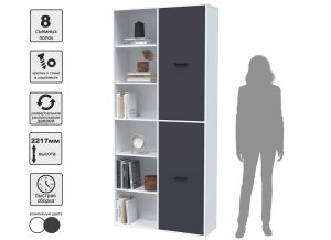 ШКАФ SKILL-20-2 (БЕЛЫЙ/ АНТРАЦИТ ФАСАД) Ш1000 В2217 Г355