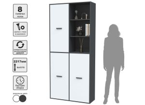 ШКАФ SKILL-20-3 (АНТРАЦИТ/ БЕЛЫЙ ФАСАД) Ш1000 В2217 Г355