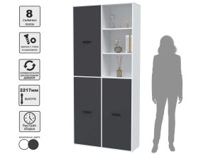 ШКАФ SKILL-20-3 (БЕЛЫЙ/ АНТРАЦИТ ФАСАД) Ш1000 В2217 Г355