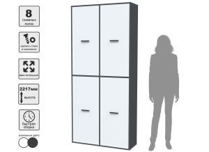 ШКАФ SKILL-20-4 (АНТРАЦИТ/ БЕЛЫЙ ФАСАД) Ш1000 В2217 Г355