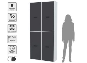 ШКАФ SKILL-20-4 (БЕЛЫЙ/ АНТРАЦИТ ФАСАД) Ш1000 В2217 Г355