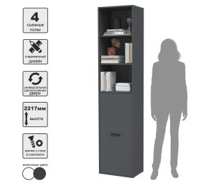 ШКАФ SKILL-21-1 (АНТРАЦИТ) Ш509 В2217 Г355