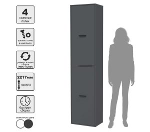 ШКАФ SKILL-21-2 (АНТРАЦИТ) Ш509 В2217 Г355