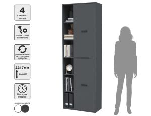 ШКАФ SKILL-22-2 (АНТРАЦИТ) Ш750 В2217 Г355