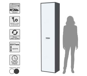 ШКАФ SKILL-23-1 (АНТРАЦИТ/ БЕЛЫЙ ФАСАД) Ш509 В2217 Г355