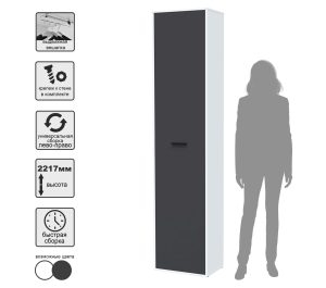 ШКАФ SKILL-23-1 (БЕЛЫЙ/ АНТРАЦИТ ФАСАД) Ш509 В2217 Г355
