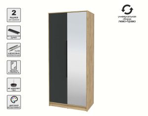 ШКАФ РАСПАШНОЙ КТ-Ш2(З) (ДУБ ЗОЛОТОЙ ЛДСП/ АНТРАЦИТ ЛДСП) Ш918 В2128 Г547