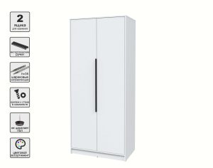 ШКАФ РАСПАШНОЙ КТ-Ш2 (БЕЛЫЙ ЛДСП/ БЕЛЫЙ ПЛАТИНУМ ЛДСП) Ш918 В2128 Г547