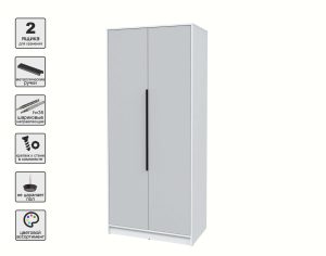 ШКАФ РАСПАШНОЙ КТ-Ш2 (БЕЛЫЙ ЛДСП/ СЕРЫЙ ЛДСП) Ш918 В2128 Г547