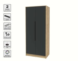 ШКАФ РАСПАШНОЙ КТ-Ш2 (ДУБ ЗОЛОТОЙ ЛДСП/ АНТРАЦИТ ЛДСП) Ш918 В2128 Г547