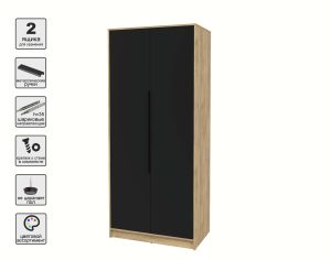 ШКАФ РАСПАШНОЙ КТ-Ш2 (ДУБ ЗОЛОТОЙ ЛДСП/ ЧЕРНЫЙ ЛДСП) Ш918 В2128 Г547