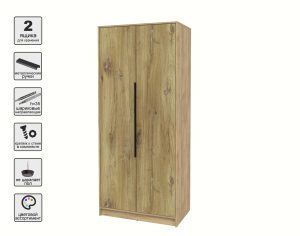 ШКАФ РАСПАШНОЙ КТ-Ш2 (ДУБ ЗОЛОТОЙ ЛДСП/ ДУБ НОКС ЛДСП) Ш918 В2128 Г547