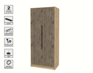 ШКАФ РАСПАШНОЙ КТ-Ш2 (ДУБ ЗОЛОТОЙ ЛДСП/ ДУБ ВЕЛЛИНГТОН ЛДСП) Ш918 В2128 Г547