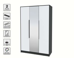 ШКАФ РАСПАШНОЙ КТ-Ш3(З) (АНТРАЦИТ ЛДСП/ БЕЛЫЙ ПЛАТИНУМ ЛДСП) Ш1360 В2128 Г547