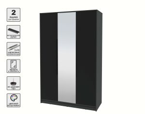 ШКАФ РАСПАШНОЙ КТ-Ш3(З) (АНТРАЦИТ ЛДСП/ ЧЕРНЫЙ ЛДСП) Ш1360 В2128 Г547