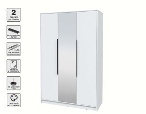 ШКАФ РАСПАШНОЙ КТ-Ш3(З) (БЕЛЫЙ ЛДСП/ БЕЛЫЙ ПЛАТИНУМ ЛДСП) Ш1360 В2128 Г547