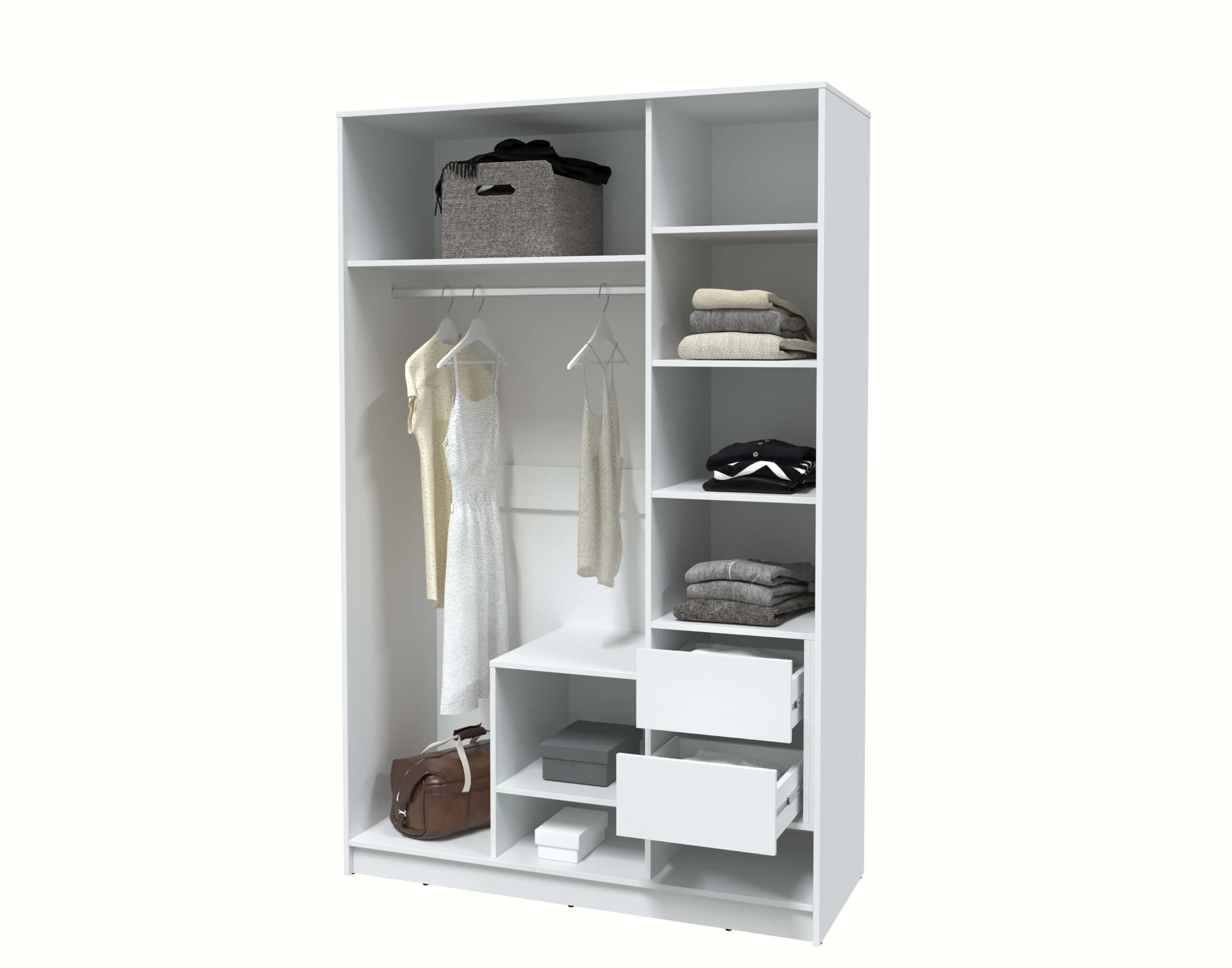 ШКАФ РАСПАШНОЙ КТ-Ш3(З) (БЕЛЫЙ ЛДСП/ АНТРАЦИТ ЛДСП) Ш1360 В2128 Г547 — изображение 5