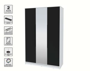 ШКАФ РАСПАШНОЙ КТ-Ш3(З) (БЕЛЫЙ ЛДСП/ ЧЕРНЫЙ ЛДСП) Ш1360 В2128 Г547