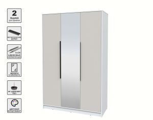 ШКАФ РАСПАШНОЙ КТ-Ш3(З) (БЕЛЫЙ ЛДСП/ ПЕРСИДСКИЙ ЖЕМЧУГ ЛДСП) Ш1360 В2128 Г547