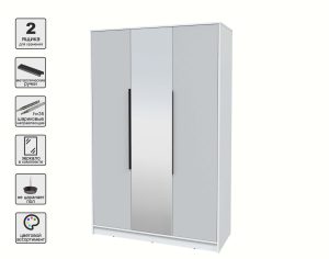 ШКАФ РАСПАШНОЙ КТ-Ш3(З) (БЕЛЫЙ ЛДСП/ СЕРЫЙ ЛДСП) Ш1360 В2128 Г547