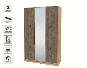 ШКАФ РАСПАШНОЙ КТ-Ш3(З) (ДУБ ЗОЛОТОЙ ЛДСП/ ДУБ ВЕЛЛИНГТОН ЛДСП) Ш1360 В2128 Г547