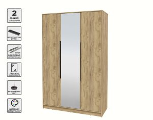 ШКАФ РАСПАШНОЙ КТ-Ш3(З) (ДУБ ЗОЛОТОЙ ЛДСП/ ДУБ ЗОЛОТОЙ ЛДСП) Ш1360 В2128 Г547