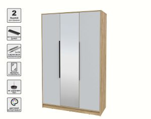 ШКАФ РАСПАШНОЙ КТ-Ш3(З) (ДУБ ЗОЛОТОЙ ЛДСП/ СЕРЫЙ ЛДСП) Ш1360 В2128 Г547