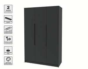 ШКАФ РАСПАШНОЙ КТ-Ш3 (АНТРАЦИТ ЛДСП/ АНТРАЦИТ ЛДСП) Ш1360 В2128 Г547