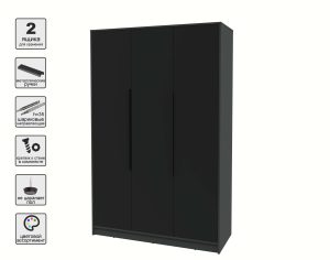 ШКАФ РАСПАШНОЙ КТ-Ш3 (АНТРАЦИТ ЛДСП/ ЧЕРНЫЙ ЛДСП) Ш1360 В2128 Г547