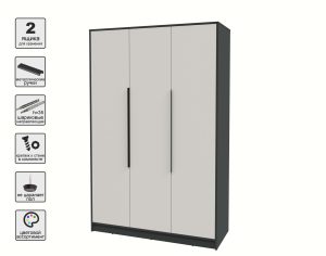 ШКАФ РАСПАШНОЙ КТ-Ш3 (АНТРАЦИТ ЛДСП/ ПЕРСИДСКИЙ ЖЕМЧУГ ЛДСП) Ш1360 В2128 Г547