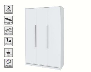 ШКАФ РАСПАШНОЙ КТ-Ш3 (БЕЛЫЙ ЛДСП/ БЕЛЫЙ ПЛАТИНУМ ЛДСП) Ш1360 В2128 Г547