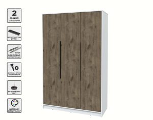 ШКАФ РАСПАШНОЙ КТ-Ш3 (БЕЛЫЙ ЛДСП/ ДУБ ВЕЛЛИНГТОН ЛДСП) Ш1360 В2128 Г547