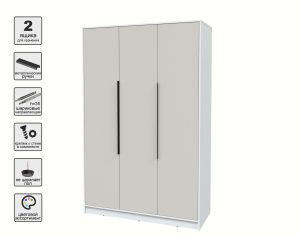 ШКАФ РАСПАШНОЙ КТ-Ш3 (БЕЛЫЙ ЛДСП/ ПЕРСИДСКИЙ ЖЕМЧУГ ЛДСП) Ш1360 В2128 Г547