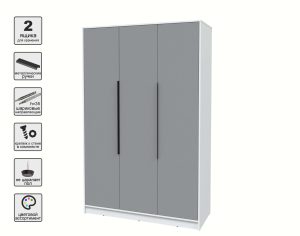 ШКАФ РАСПАШНОЙ КТ-Ш3 (БЕЛЫЙ ЛДСП/ СЕРЕБРО ЛДСП) Ш1360 В2128 Г547