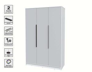 ШКАФ РАСПАШНОЙ КТ-Ш3 (БЕЛЫЙ ЛДСП/ СЕРЫЙ ЛДСП) Ш1360 В2128 Г547