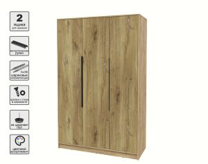 ШКАФ РАСПАШНОЙ КТ-Ш3 (ДУБ ЗОЛОТОЙ ЛДСП/ ДУБ НОКС ЛДСП) Ш1360 В2128 Г547