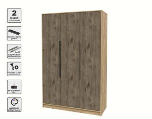 ШКАФ РАСПАШНОЙ КТ-Ш3 (ДУБ ЗОЛОТОЙ ЛДСП/ ДУБ ВЕЛЛИНГТОН ЛДСП) Ш1360 В2128 Г547