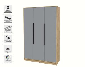 ШКАФ РАСПАШНОЙ КТ-Ш3 (ДУБ ЗОЛОТОЙ ЛДСП/ СЕРЕБРО ЛДСП) Ш1360 В2128 Г547