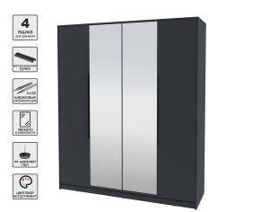 ШКАФ РАСПАШНОЙ КТ-Ш4(З) (АНТРАЦИТ ЛДСП/ АНТРАЦИТ ЛДСП) Ш1800 В2128 Г547