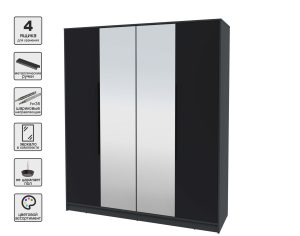 ШКАФ РАСПАШНОЙ КТ-Ш4(З) (АНТРАЦИТ ЛДСП/ ЧЕРНЫЙ ЛДСП) Ш1800 В2128 Г547