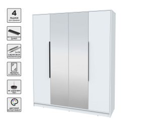 ШКАФ РАСПАШНОЙ КТ-Ш4(З) (БЕЛЫЙ ЛДСП/ БЕЛЫЙ ПЛАТИНУМ ЛДСП) Ш1800 В2128 Г547