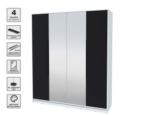 ШКАФ РАСПАШНОЙ КТ-Ш4(З) (БЕЛЫЙ ЛДСП/ ЧЕРНЫЙ ЛДСП) Ш1800 В2128 Г547
