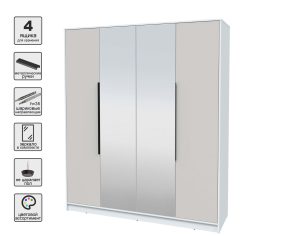 ШКАФ РАСПАШНОЙ КТ-Ш4(З) (БЕЛЫЙ ЛДСП/ ПЕРСИДСКИЙ ЖЕМЧУГ ЛДСП) Ш1800 В2128 Г547