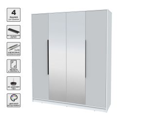 ШКАФ РАСПАШНОЙ КТ-Ш4(З) (БЕЛЫЙ ЛДСП/ СЕРЫЙ ЛДСП) Ш1800 В2128 Г547