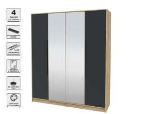 ШКАФ РАСПАШНОЙ КТ-Ш4(З) (ДУБ ЗОЛОТОЙ ЛДСП/ АНТРАЦИТ ЛДСП) Ш1800 В2128 Г547