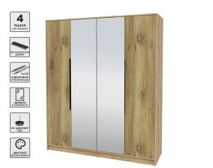 ШКАФ РАСПАШНОЙ КТ-Ш4(З) (ДУБ ЗОЛОТОЙ ЛДСП/ ДУБ НОКС ЛДСП) Ш1800 В2128 Г547