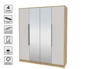 ШКАФ РАСПАШНОЙ КТ-Ш4(З) (ДУБ ЗОЛОТОЙ ЛДСП/ ПЕРСИДСКИЙ ЖЕМЧУГ ЛДСП) Ш1800 В2128 Г547