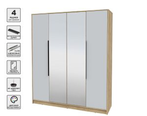 ШКАФ РАСПАШНОЙ КТ-Ш4(З) (ДУБ ЗОЛОТОЙ ЛДСП/ СЕРЫЙ ЛДСП) Ш1800 В2128 Г547